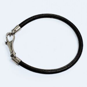 Coach Black Leather & 925 Sterling Silver Bracelet